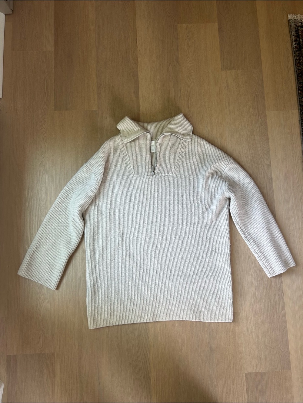 H&M Cream Half-Zip Ribbed Sweater